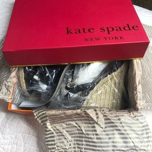 Kate Spade Black Grosgrain Biana Wedge Size 8